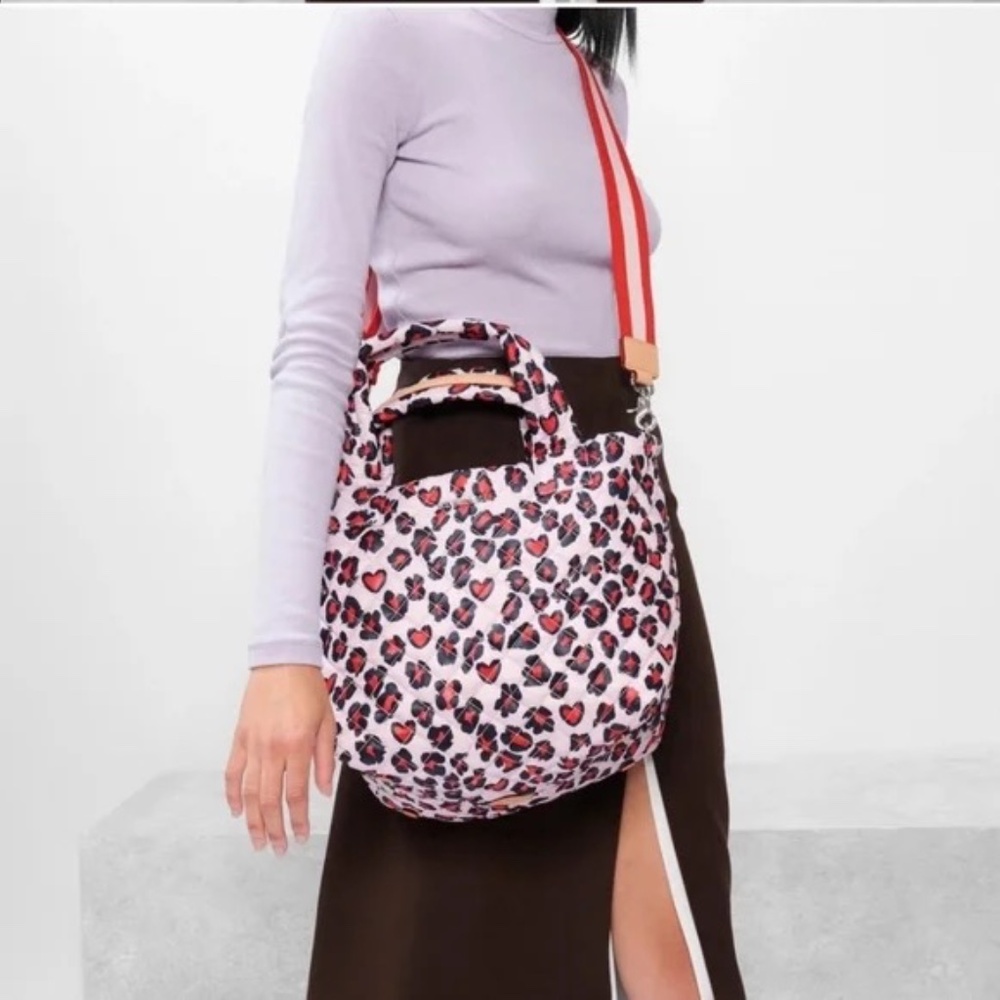 MZ WALLACE Small Metro Convertible Backpack w/ Pouch ~NWT~ Heart Leopard Print